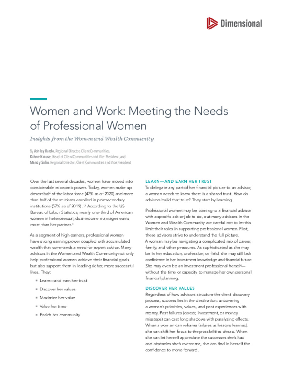 Women and Work: Meeting the Needs of Professional Women